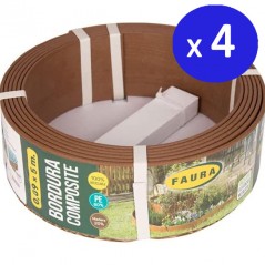 4 Stück Braune Komposit-Bordüre 0,09 x 5 Meter mit einer Dicke von 4,5 mm, ideal für Gärten