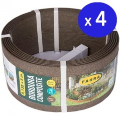 Lot de 4 Bordure composite marron foncé 0,135 x 5 mètres d'une épaisseur de 4,5 mm, idéale pour les jardins