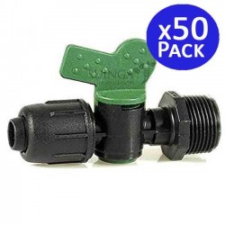 Llave de paso cinta goteo 16mm x 1/2". 50 unidades