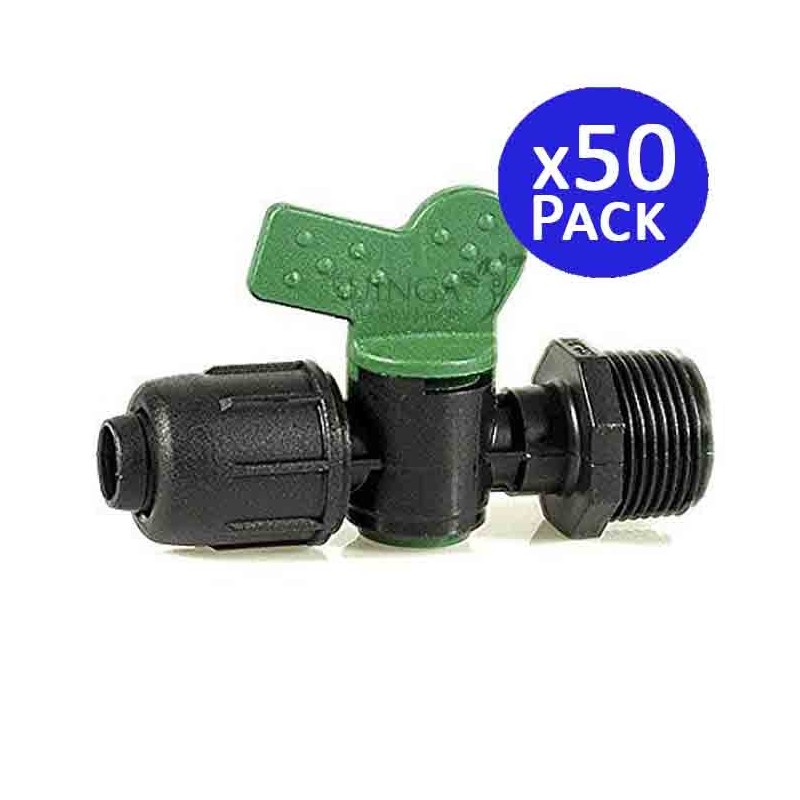 Set di 50 Valvola 1/2'' maschio per guaina agricola 16 mm per sistema di irrigazione Set di 50 Valvola 1/2'' maschio per guaina agricola 16 mm per sistema di irrigazione