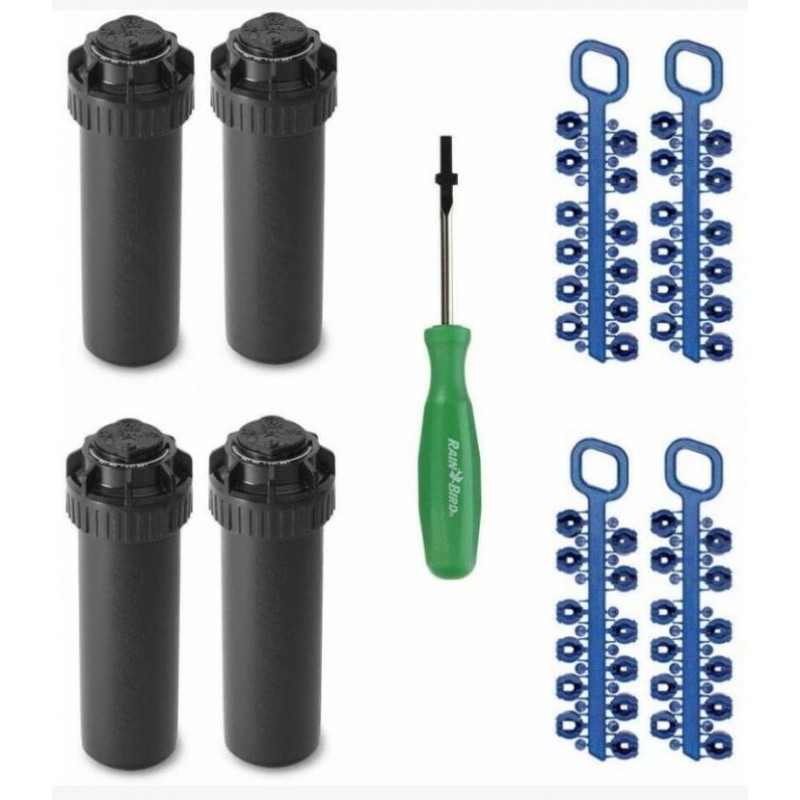 Pack 4 Aspersores Rain Bird 5004-PC 3/4", Alcance 7,6 a 15,2 m + Accesorios