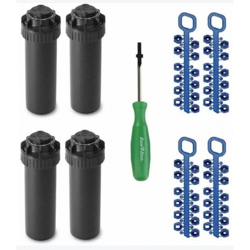 Lot de 4 arroseurs Rain Bird 5004-PC 3/4", portée de 7,6 à 15,2 m + accessoires