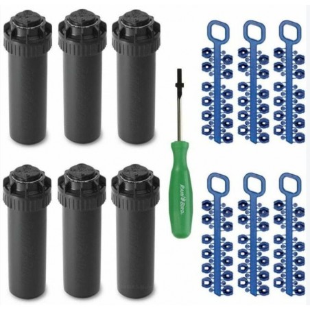  Pack 6 Aspersores Rain Bird 5004-PC 3/4", Alcance 7,6 a 15,2 m + Accesorioss