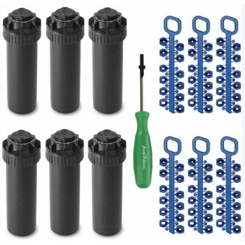 Pack 6 Aspersores Rain Bird 5004-PC 3/4", Alcance 7,6 a 15,2 m + Accesorios