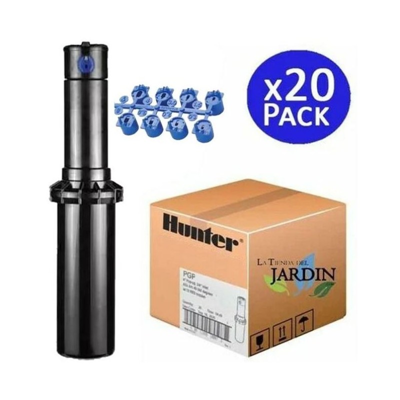 Aspersor de irrigação Hunter PGP-04 de 3/4" | Pacote com 20 aspersores de jardim retráteis de 6,4 a 15,8 m | Aspersor profission