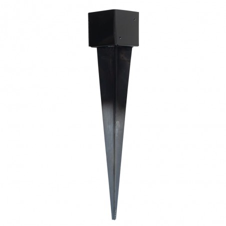  BLACK square metal stake 12 x 12 cm, 75 cm base