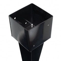 Piquet d' angrage carré métallique 12 x 12 cm, base de 75 cm, idéaux pour poteaux en bois, noir