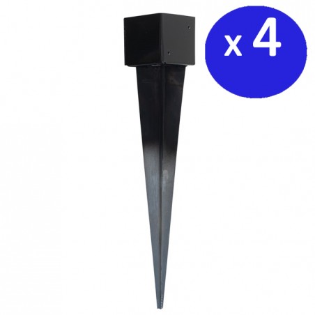 Set di 4 Picchetti metallici quadrati NERI 12 x 12 cm, base di 75 cm
