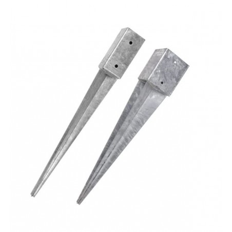 Confezione da 4 picchetti quadrati in metallo, grigi, 12 x 12 x 75 cm