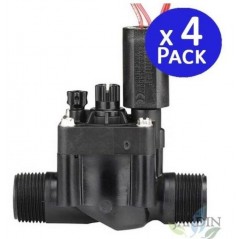 Pack 4 x Hunter PGV-101-MM 1" 24 V männliches Bewässerungs-Magnetventil mit Durchflussregler