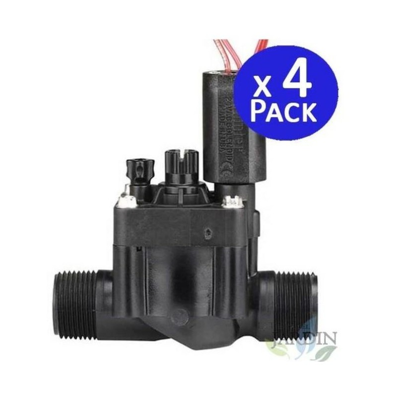 Set di 4 Elettrovalvola irrigazione Hunter PGV-101-MM 1'' 24V maschio con regolatore di portata