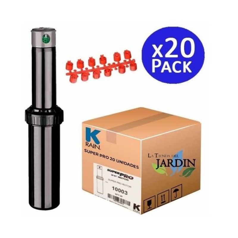 Confezione da 20 irrigatori per irrigazione KRain Superpro da 3/4" | Gittata da 7,9 a 14,9 m | Irrigatore a turbina regolabile |