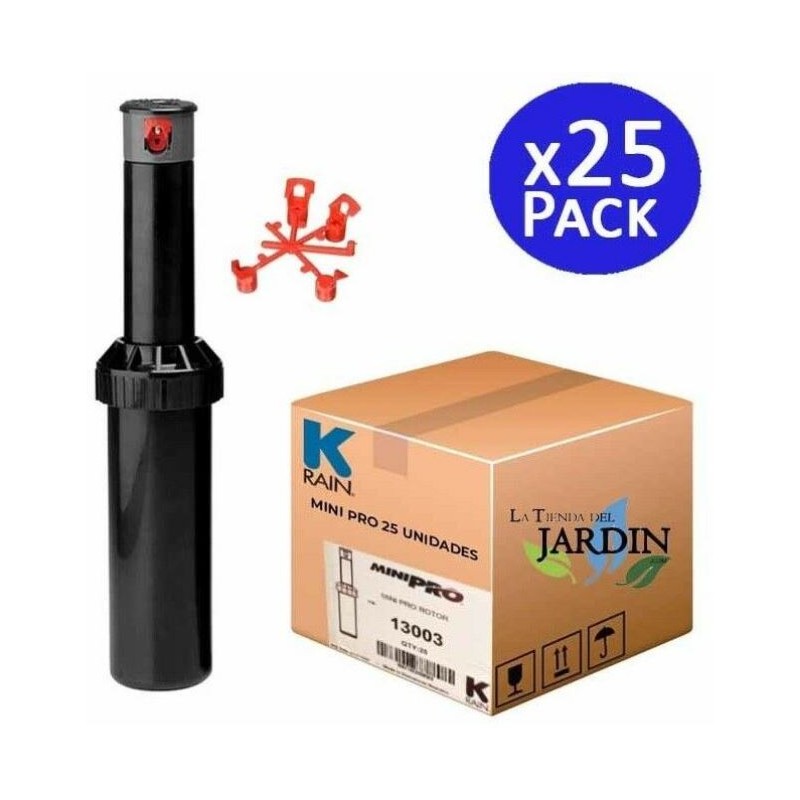 25er-Pack KRain Minipro 1/2" Bewässerungsregner | Reichweite 5,1 bis 9,1 m | Professioneller einstellbarer Sprinkler