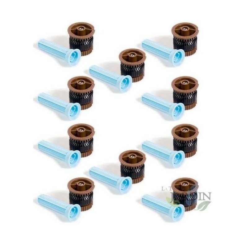 10 ugelli HE-Van-12 per irrigatori Rain Bird, alta efficienza e risparmio idrico. Gittata 3,7 m, marrone