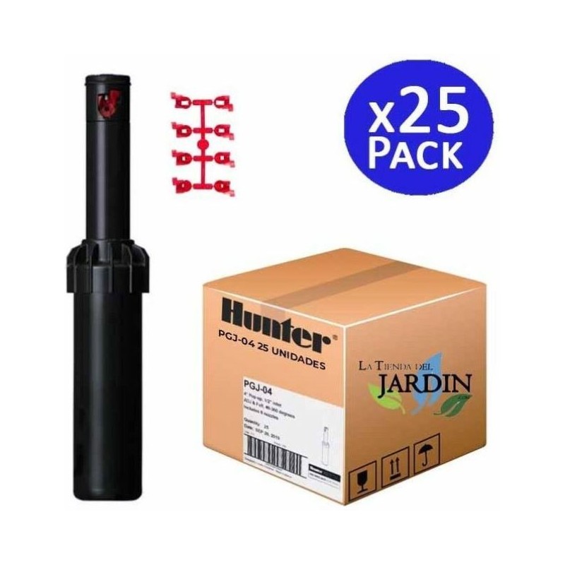 25 Hunter PGJ-04 Aspersor de 1/2", Alcance de 4,3 a 11,6 m