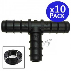 10 Stück T 16 mm für Tropfbewässerung | T-Verbindungsstück für PE-Schlauch 16 mm schwarz | T-Verbinder Gartenbewässerung