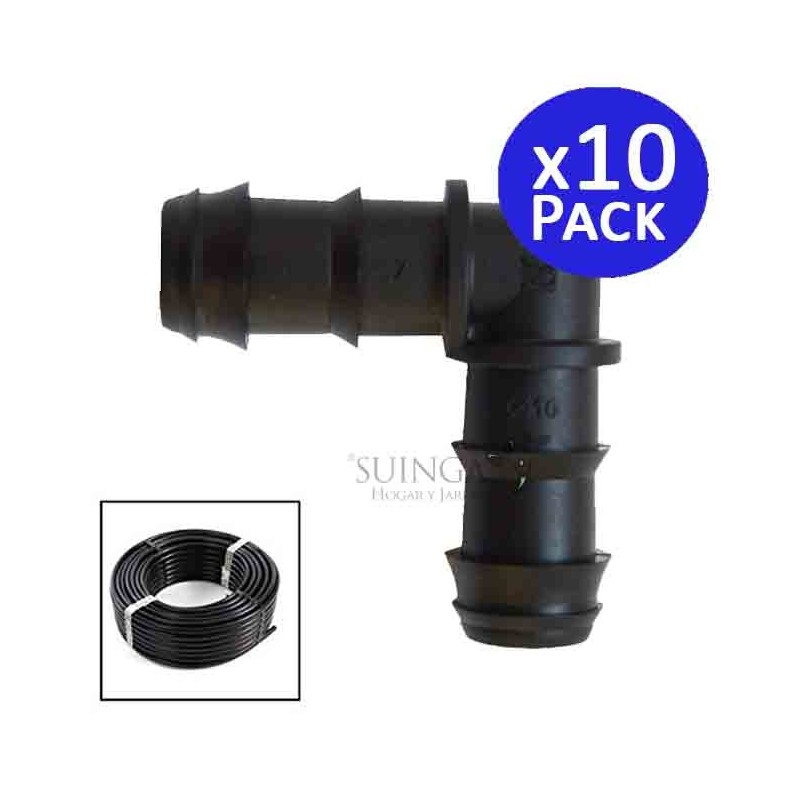 Pack 10 Codo Riego por Goteo 16mm | Codo conector tuberia 16 mm | Codo Goteo para Manguera de Riego 16mm negro Pack 10 Codo Riego por Goteo 16mm | Codo conector tuberia 16 mm | Codo Goteo para Manguera de Riego 16mm negro