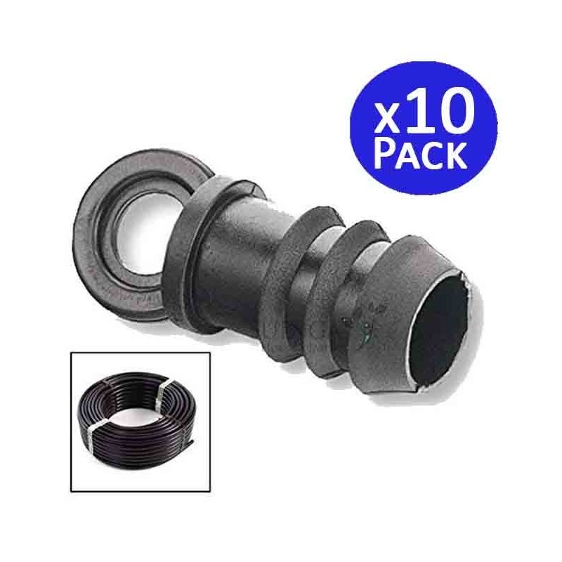 Tappo per irrigazione a goccia nero da 16 mm. 10 unità.