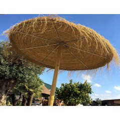 Parasol pour Jardin, Balcon et Terrasse en sparterie 1,90 mètres, poteaux en bois 3m x 10 cm