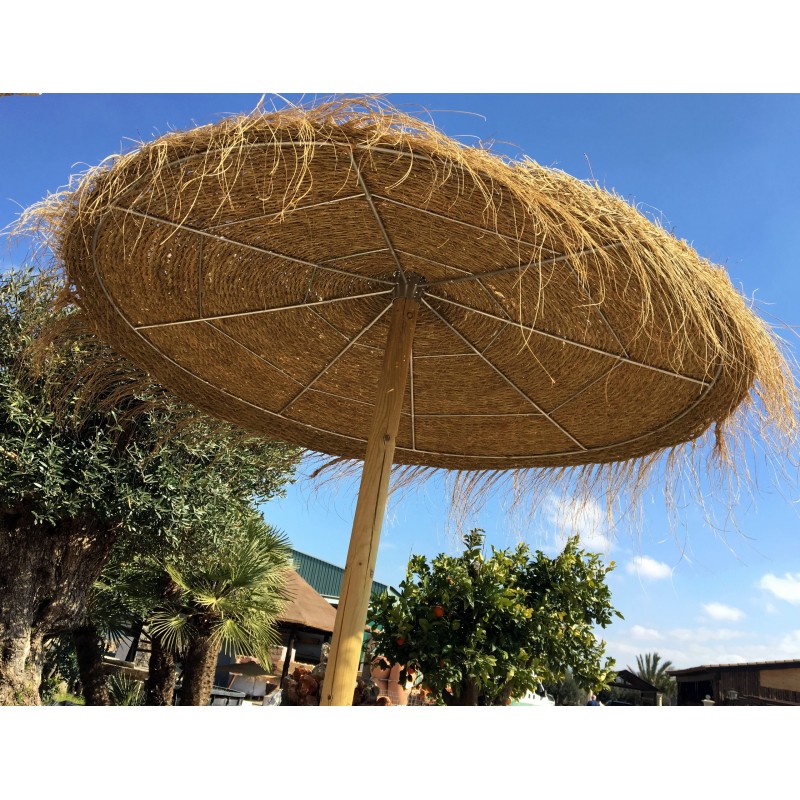 Esparto grass garden umbrella, 1.90 meters, 3 m x 10 cm post