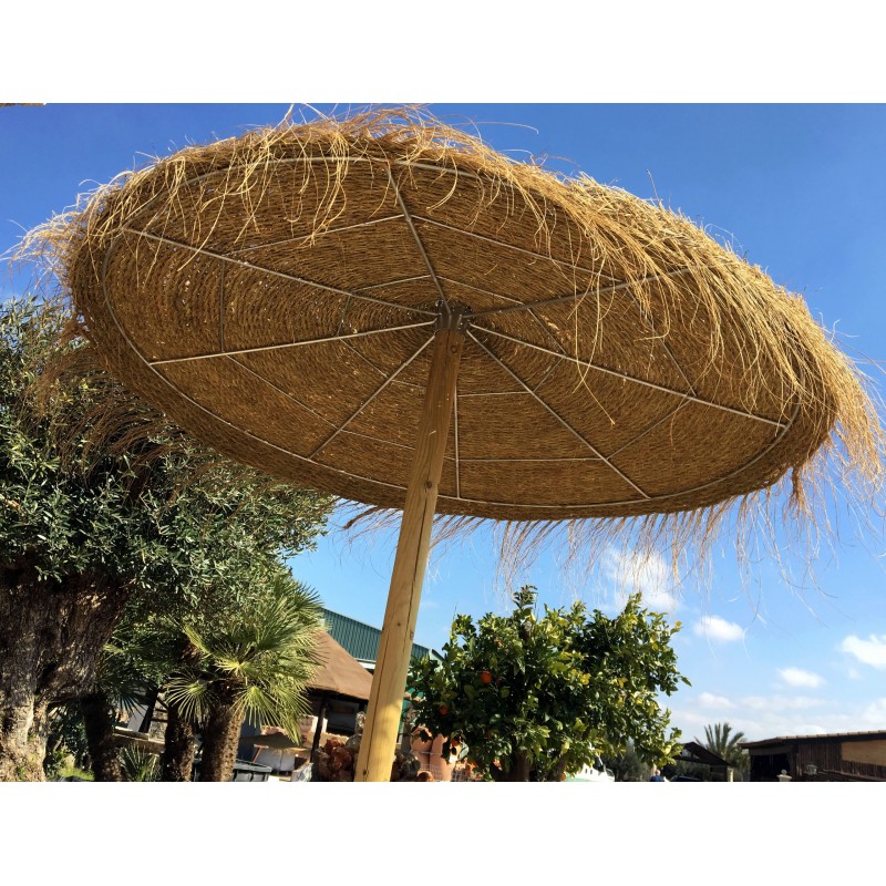 Parasol pour Jardin, Balcon et Terrasse en sparterie 2,20 mètres, poteaux en bois 3m x 10 cm