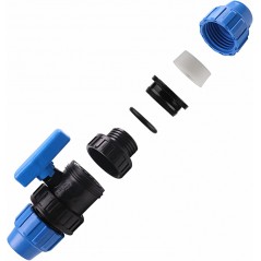 Válvula PE Fitting para Tuberias de Polietileno 40mm. Llave de Paso para Unir Tubos de Polietileno Agricola o Alimentario de 40