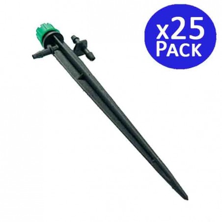 Confezione da 25 gocciolatori regolabili con picchetti, 0-50 litri/ora