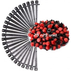 50 Stück für Tropfbewässerung.  25 verstellbare Tropfer von 0 bis 70 l/Stunde + 25 verstellbare Tropfer von 0 bis 70 l/Stund