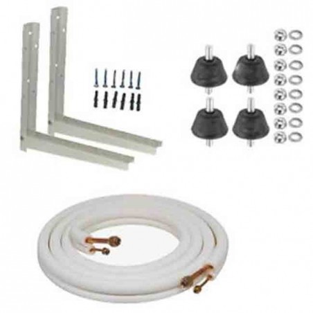 Air conditioning installation kit 1/4"-3/8" up to 2800W. 400mm brackets + tube + anti-vibration mounts + metal wall anchors.
