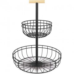 Fruttiera a doppia asta, ferro, acciaio [40x10 y 24x10 cm]