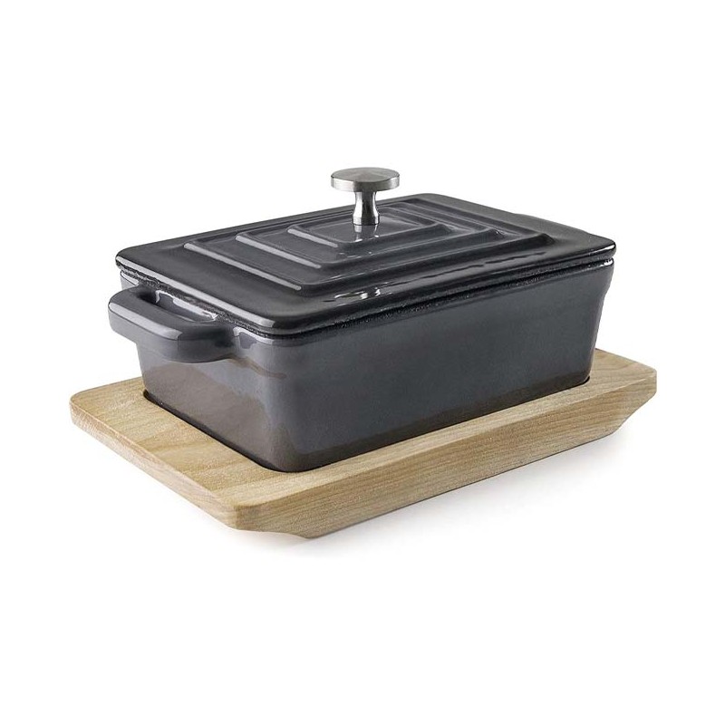 Casserole rectangulaire avec couvercle dégradé gris [13 x 9 x 4,5 cm], Lacor