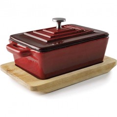 LACOR Cacerola Rectangular con tapa, Rojo Degradado [13 x 9 x 4,5 cm]