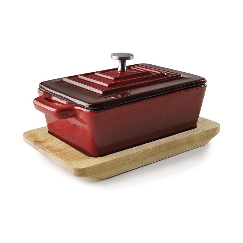 Casserole rectangulaire avec couvercle dégradé rouge  [13 x 9 x 4,5 cm], Lacor