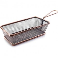 Panier Bronce à frites rectangulaire, en acier inoxydable, marron, [21 x 11 x 6 cm], Lacor