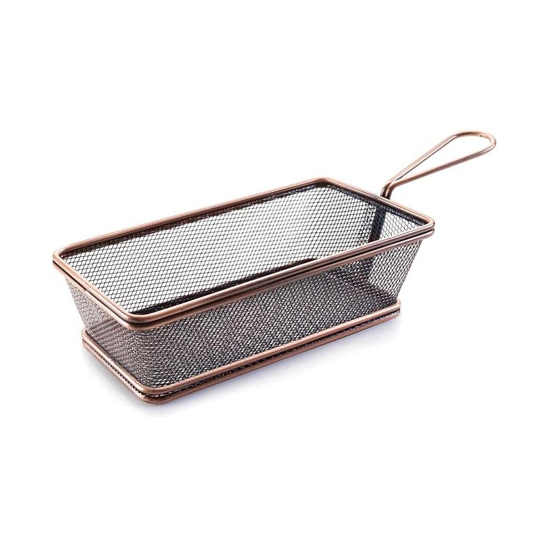 Panier Bronce à frites rectangulaire, en acier inoxydable, marron, [21 x 11 x 6 cm], Lacor