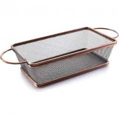 LACOR Rechteckiger Bronzekorb mit Griffen aus Edelstahl [21 x 11 x 6 cm]