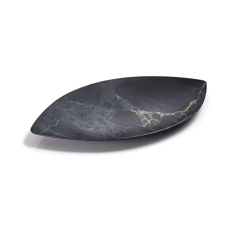 Melamine Leaf-Shaped Platter with Marble-Style Finish [40 x 25 cm]