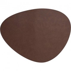 Brown leather oval placemat [45 x 35 cm]