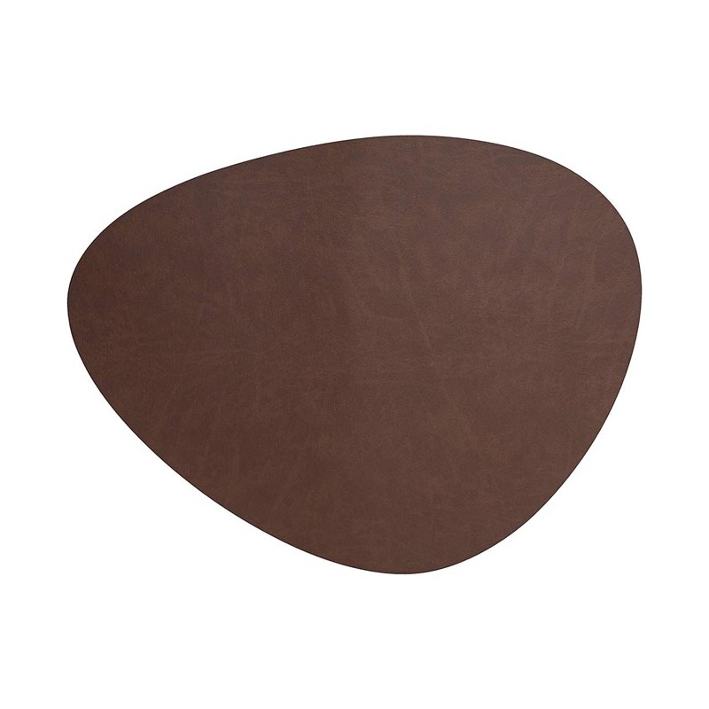  Brown leather oval placemat [45 x 35 cm]