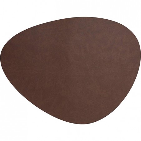 Brown leather oval placemat [45 x 35 cm]