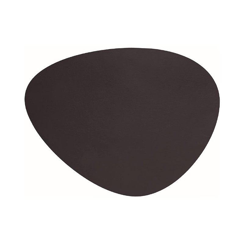 Individual de mesa oval em couro antracite [45 x 35 cm]
