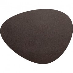 Oval placemat in brown grained leather [45 x 35 cm]