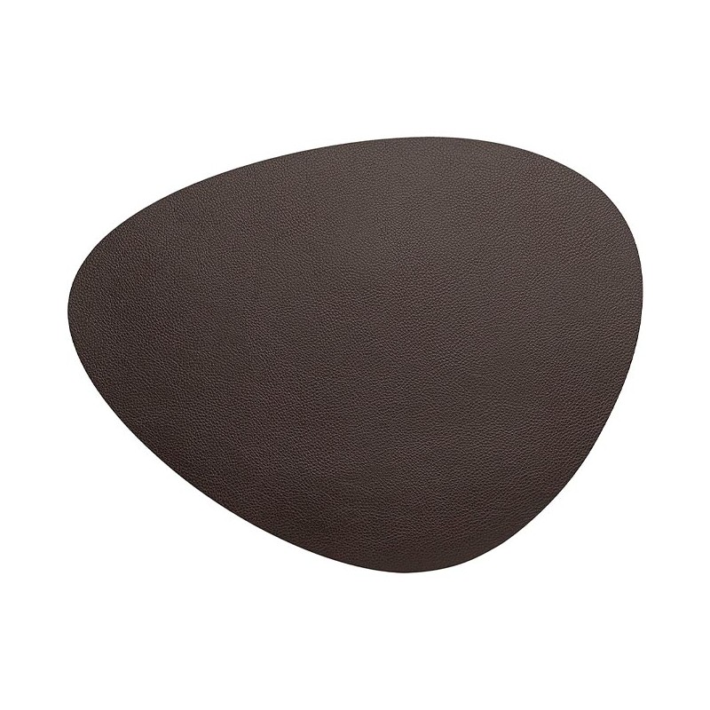  Oval placemat brown grained leather [45 x 35 cm]
