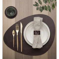  Oval placemat brown grained leather [45 x 35 cm]