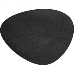 Oval placemat in black grained leather [45 x 35 cm]