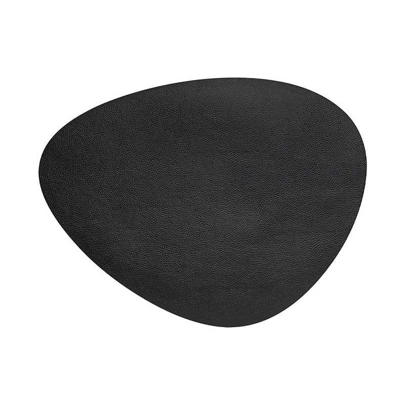  Oval placemat black grained leather [45 x 35 cm]
