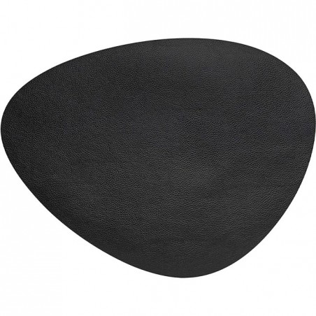 Mantel individual oval cuero negro granulado [45 x 35 cm]