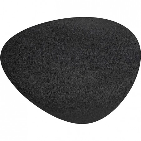 Ovales Tischset schwarz genarbtes Leder [45 x 35 cm]