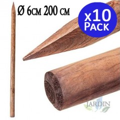 Pack 10 x Estaca para árboles Ø6 cm x 200cm, postes de madera redondos con punta, empalizadas, estacas de fijación, tutores