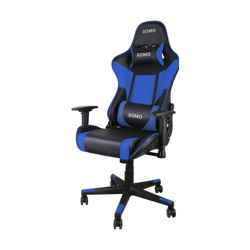 Silla Gamer Profesional Julieta. Color Azul. Inclinación 180º, Altura Regulable, Cojín Cervical y Lumbar